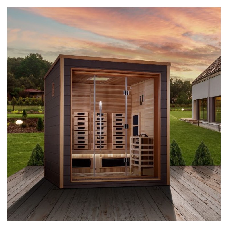 Golden Designs Visby 3 Person Hybrid Outdoor Sauna - Canadian Red Cedar Interior (GDI-8223-01)