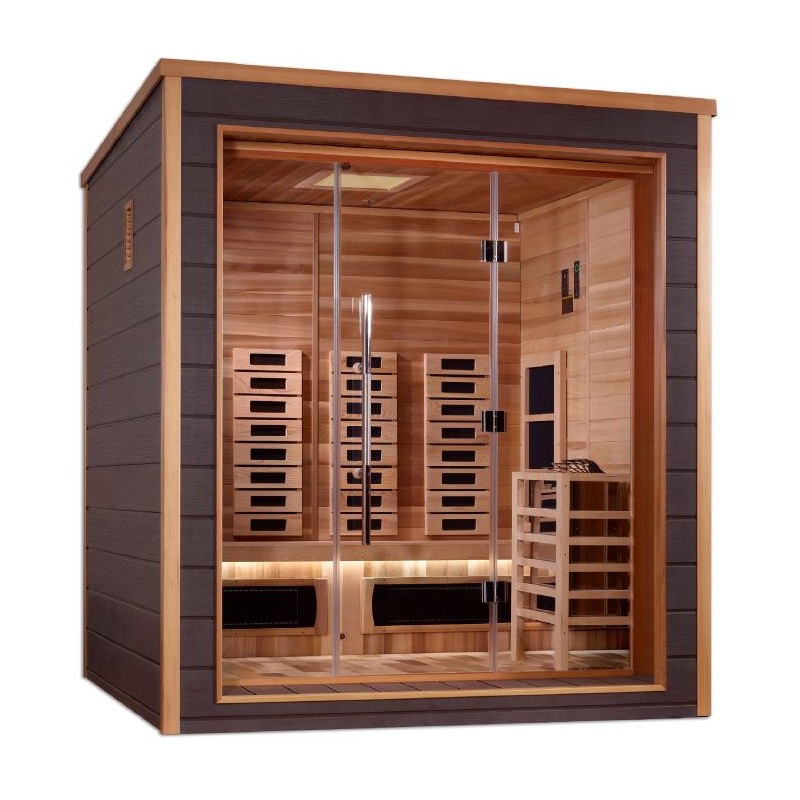 Golden Designs Visby 3 Person Hybrid Outdoor Sauna - Canadian Red Cedar Interior (GDI-8223-01)