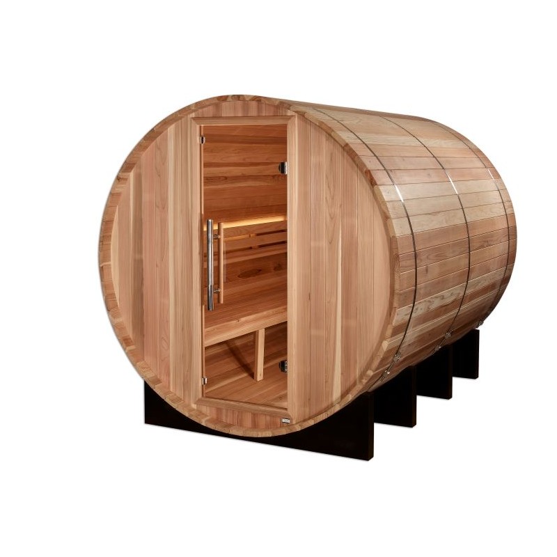 Golden Designs Klosters 6 Person Barrel Traditional Sauna - Pacific Cedar (GDI-B006-01)