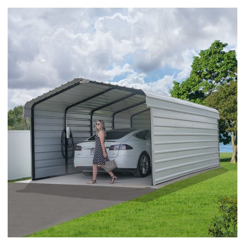 Arrow 3 sided 12x20x07 Steel Carport Kit (CPH122007ECL3)