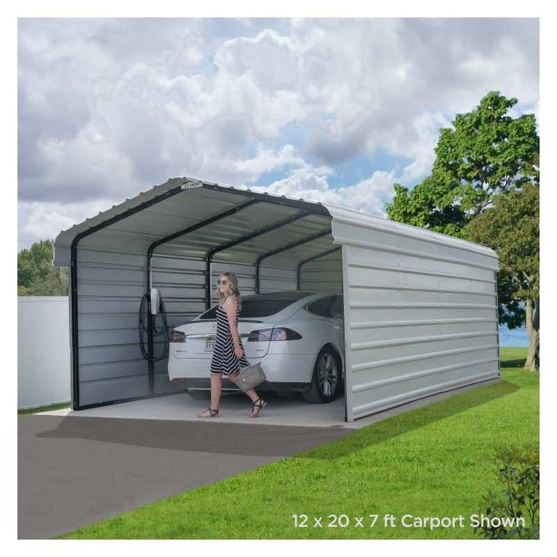 Arrow 3 sided 12x20x09 Steel Carport Kit (CPH122009ECL3)
