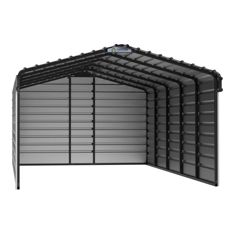 Arrow 3 sided 12x24x7 Steel Carport Kit - Eggshell (CPH122407ECL3)