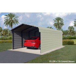 Arrow 3-sided 12x29x7 Steel Carport Kit - Eggshell (CPH122907ECL3)