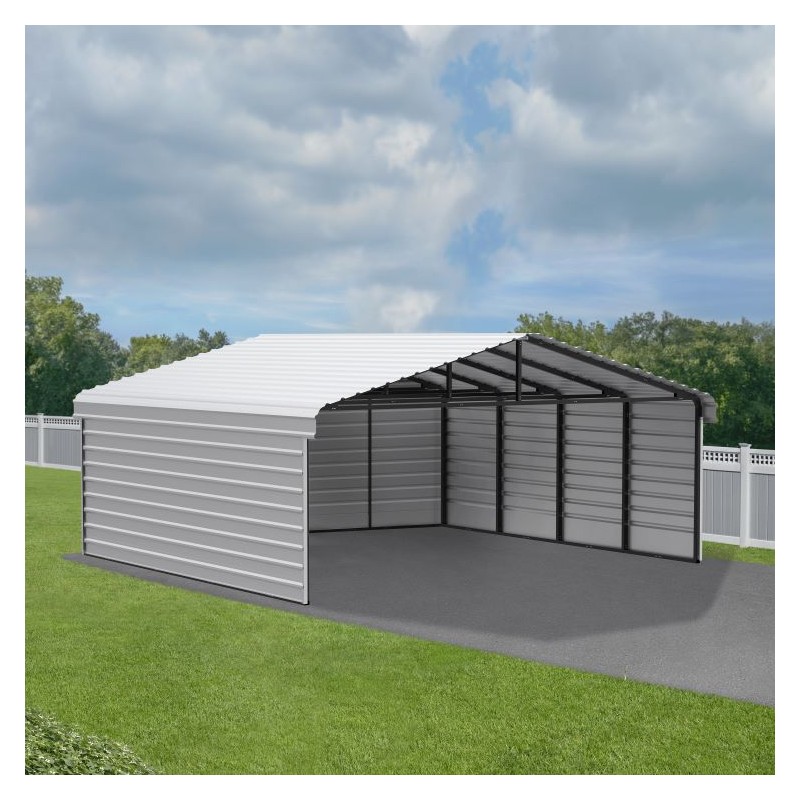 Arrow 3-Sided 20x20x7 Steel Carport Kit (CPH202007ECL3)