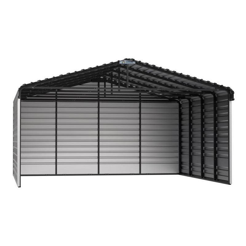Arrow 3-Sided 20x20x9 Galvanized Steel Carport Kit - Eggshell (CPH202009ECL3)