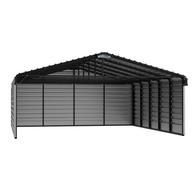 Arrow 3-Sided 20x24x Steel Carport Kit - Eggshell (CPH202407ECL3)