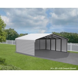 Arrow 3-Sided 20x24x9 Steel Carport Kit - Eggshell (CPH202409ECL3)