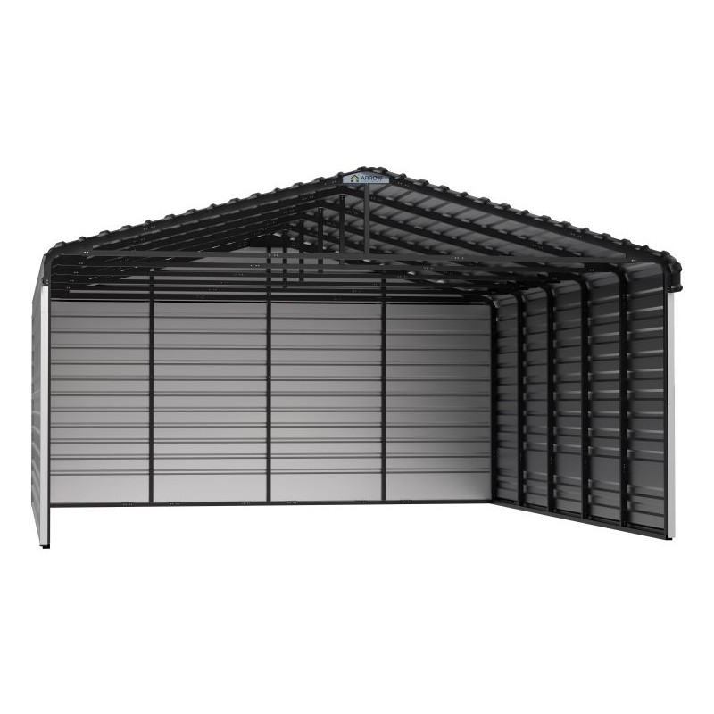 Arrow 3-Sided 20x24x9 Steel Carport Kit - Eggshell (CPH202409ECL3)
