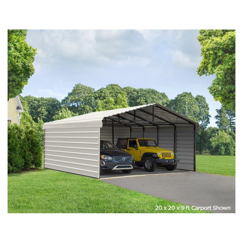 Arrow 3-Sided 20x29x7 Steel Carport Kit (CPH202907ECL3)
