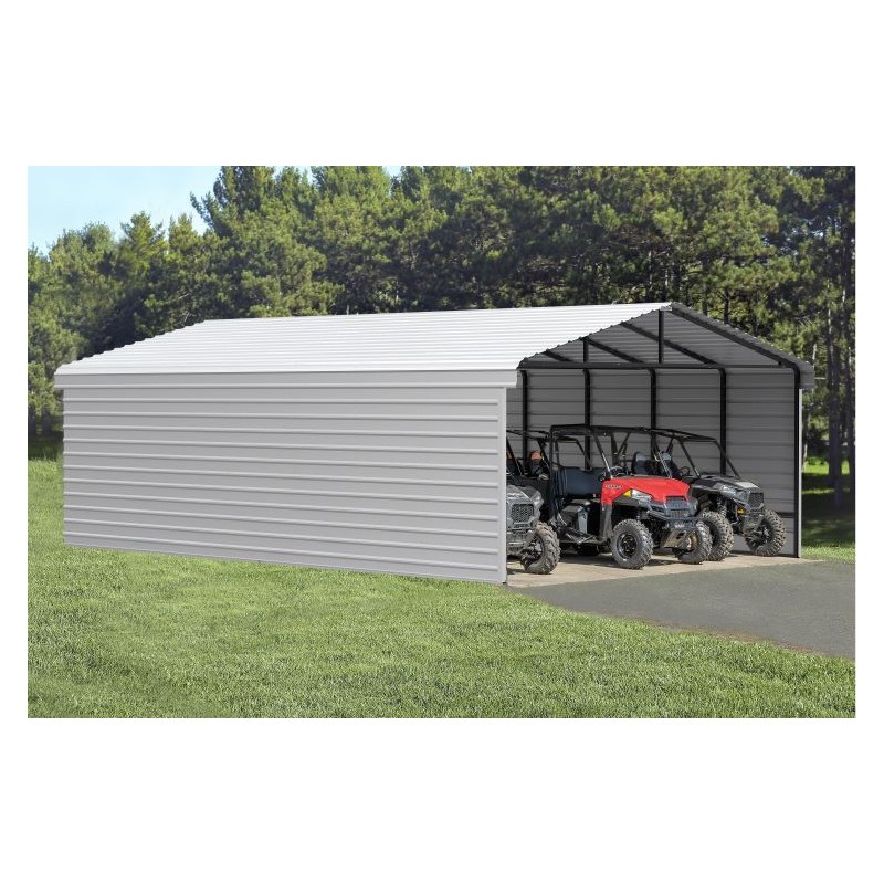 Arrow 3-Sided 20x29x9 Steel Carport Kit (CPH202909ECL3)