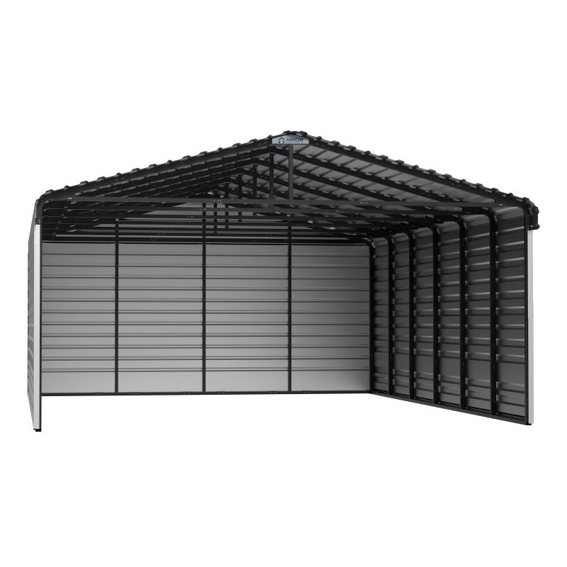 Arrow 3-Sided 20x29x9 Steel Carport Kit - Eggshell (CPH202909ECL3)