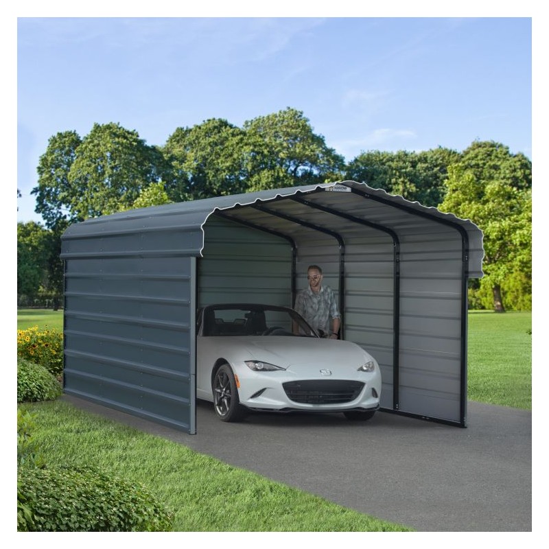 Arrow 3-Sided 10x15x7 Steel Carport Kit (CPHC101507ECL3)