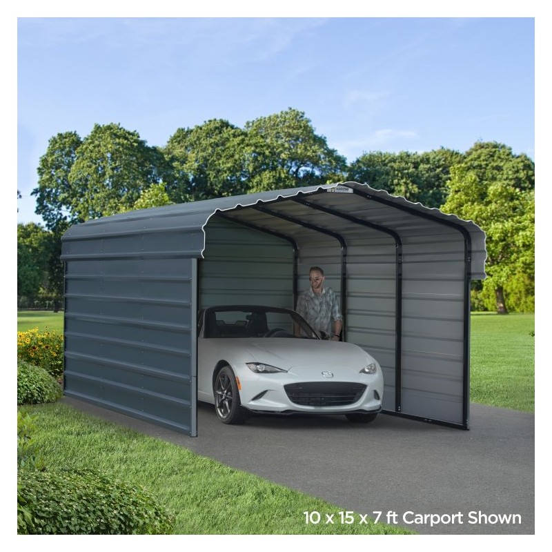Arrow 3-sided 10x24x7 Steel Carport Kit (CPHC102407ECL3)