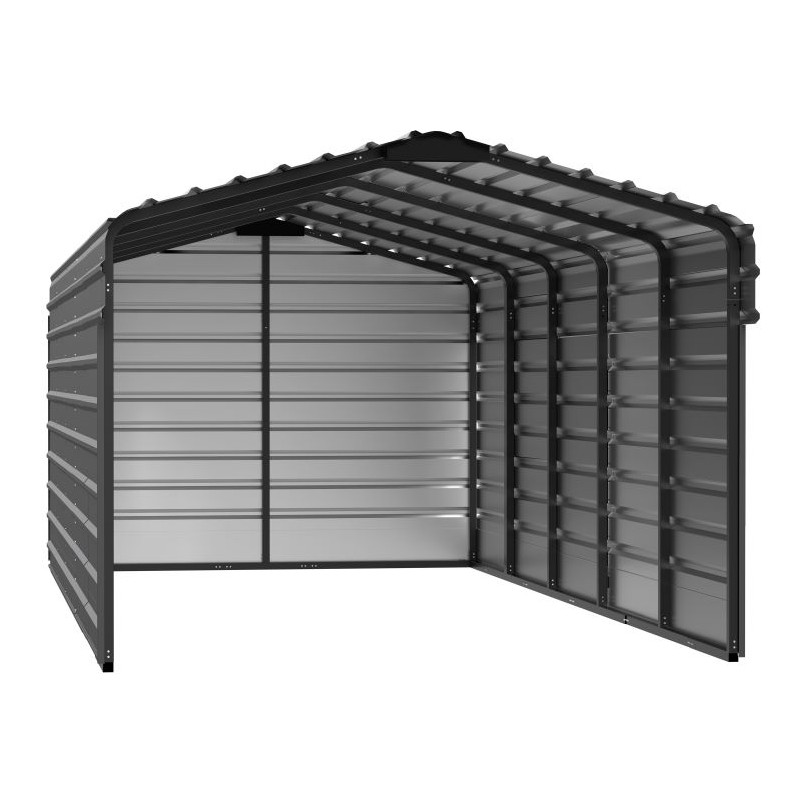 Arrow 3-sided 10x24x7 Enclosure Steel Carport Kit - Charcoal (CPHC102407ECL3)