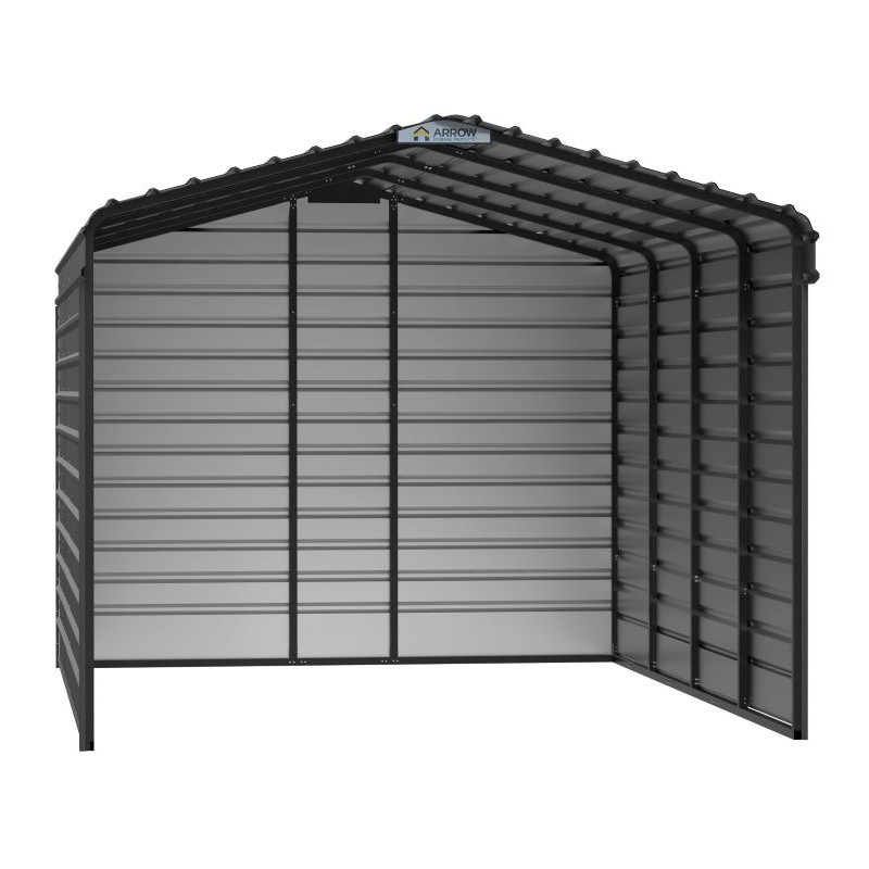 Arrow 3-Sided 12x20x9 Enclosure Steel Carport Kit - Charcoal (CPHC122009ECL3)