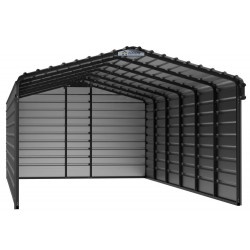 Arrow 3-Sided 12x29x7 Enclosure Steel Carport Kit - Charcoal (CPHC122907ECL3)