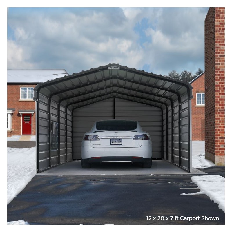 Arrow 3-Sided 12x29x9 Steel Carport Kit (CPHC122909ECL3)