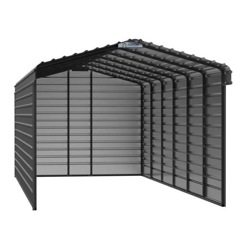 Arrow 3-Sided 12x29x9 Enclosure Steel Carport Kit - Charcoal(CPHC122909ECL3)