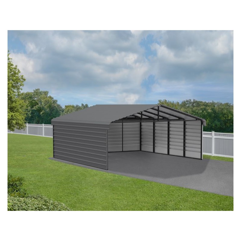 Arrow 3-Sided 20x20x7 Steel Carport Kit (CPHC202007ECL3)