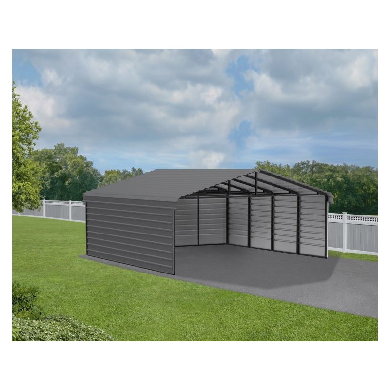 Arrow 3-Sided 20x20x9 Steel Carport Kit (CPHC202009ECL3)