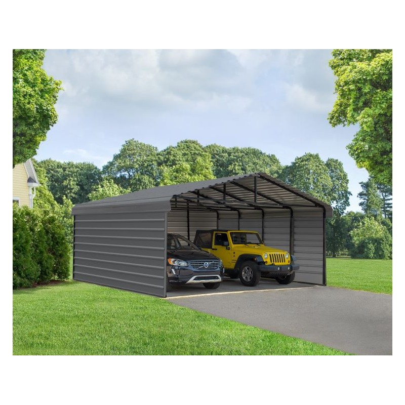 Arrow 3-Sided 20x20x9 Steel Carport Kit (CPHC202009ECL3)