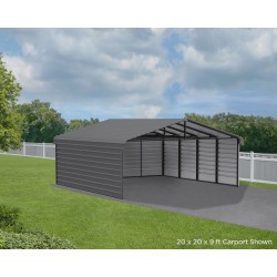 Arrow 3-Sided 20x24x9 Enclosure Steel Carport Kit - Charcoal (CPHC202409ECL3)