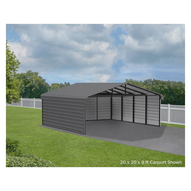 Arrow 3-Sided 20x24x9 Steel Carport Kit (CPHC202409ECL3)