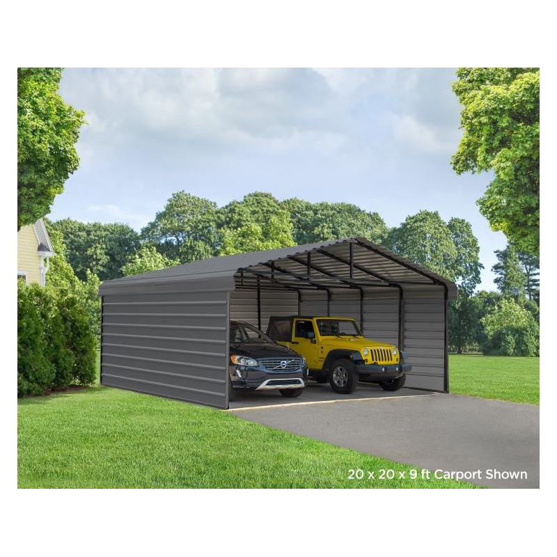 Arrow 3-Sided 20x24x9 Steel Carport Kit (CPHC202409ECL3)