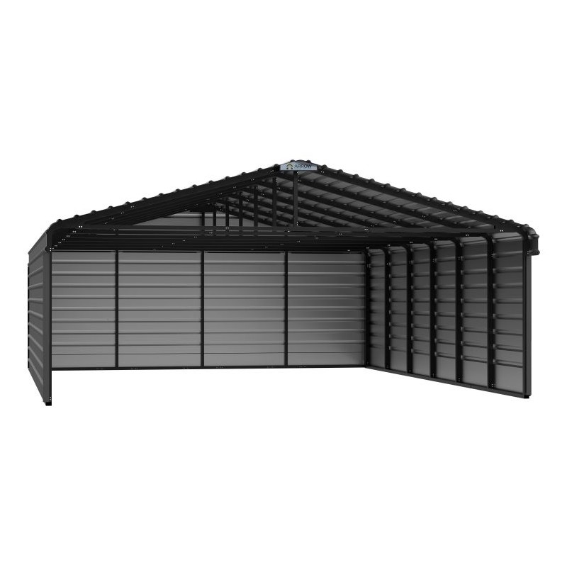 Arrow 3-Sided 20x29x7 Enclosure Steel Carport Kit - Charcoal (CPHC202907ECL3)