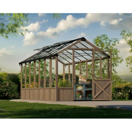 Palram - Canopia Natura 8' x 17' Cedar Greenhouse - Brown (HG5705) Palram - Canopia Natura 8' x 17' Cedar Greenhouse - Brown (HG5705)