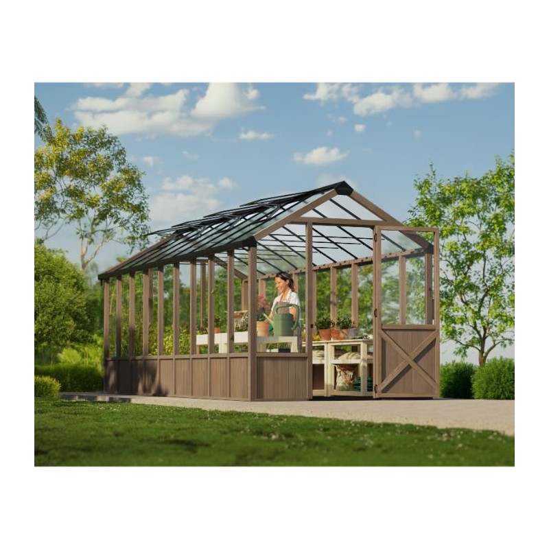 Palram - Canopia Natura 8' x 22' Cedar Greenhouse - Brown (HG5706)