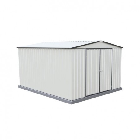 Absco Regent 10x12 Metal Garden Storage Shed - Surfmist/Monument (AB1121) Absco Regent 10x12 Metal Garden Storage Shed - Surfmist/Monument (AB1121)