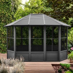 Gazebo Penguin Florence - Solarium with Metal Roof 12 X 15 Black (41215MR-42)