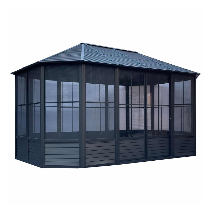 Gazebo Penguin Florence - Solarium with Metal Roof 12 X 18 Black (41218MR-42)