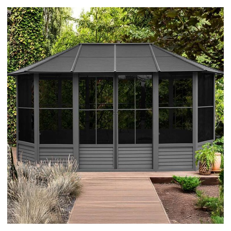 Gazebo Penguin Florence - Solarium with Metal Roof 12 X 18 Black