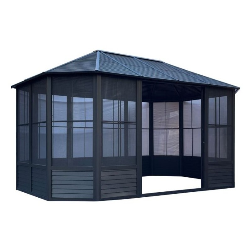 Florence Solarium with Metal Roof 12X18 Black (41218MR-42)