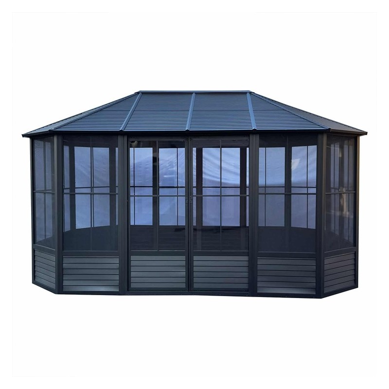 Florence Solarium with Metal Roof 12X18 Black (41218MR-42)