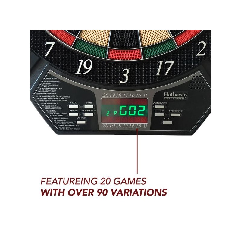 Hathaway Magnum 15.5-in Electronic Dartboard - 20 Games - Soft Tip
