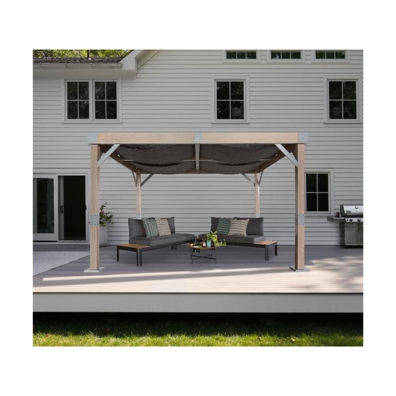 Sojag 10x12 Fontana Wood Grain Aluminum Pergola Kit (500-9169799)