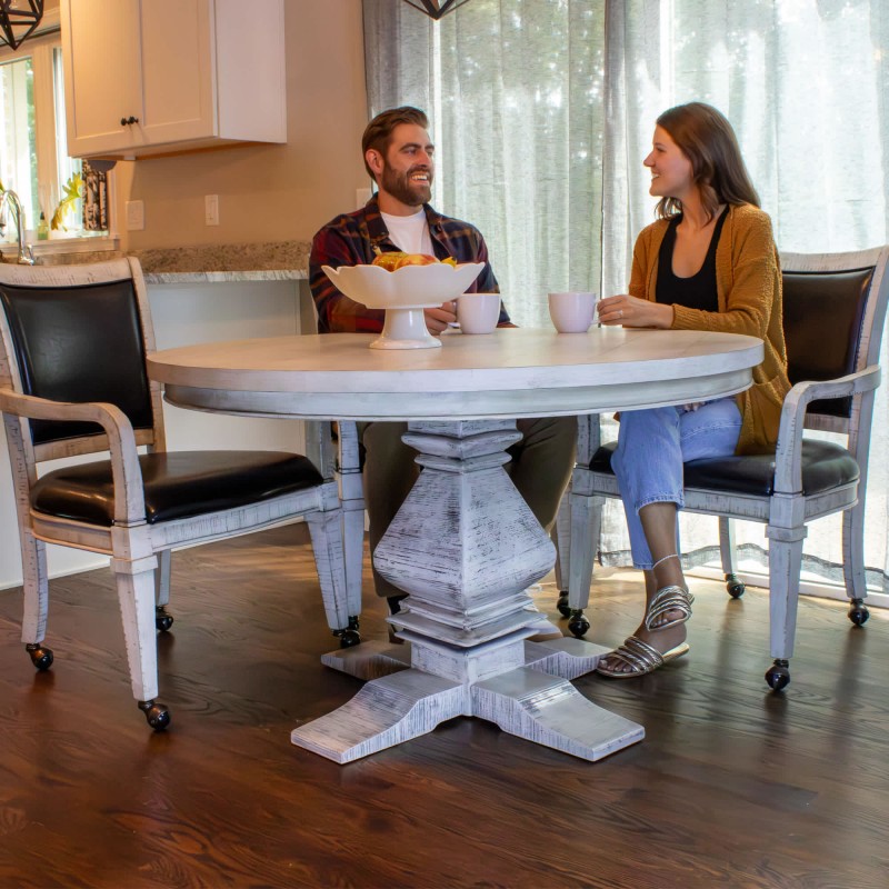 Montecito 48-in Poker Table and Dining Top with 4 Arm Chairs - Rustic Gray (BG5019)