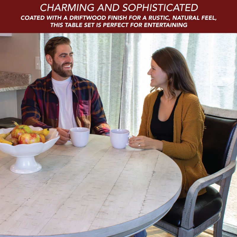 Montecito 2-in-1 Poker Table Dining Set w/ 4 Arm Chairs - Rustic Gray