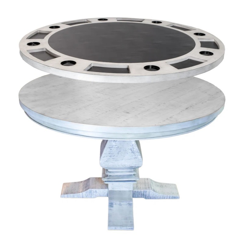 Montecito 2-in-1 Poker Table Dining Set w/ 4 Arm Chairs - Rustic Gray