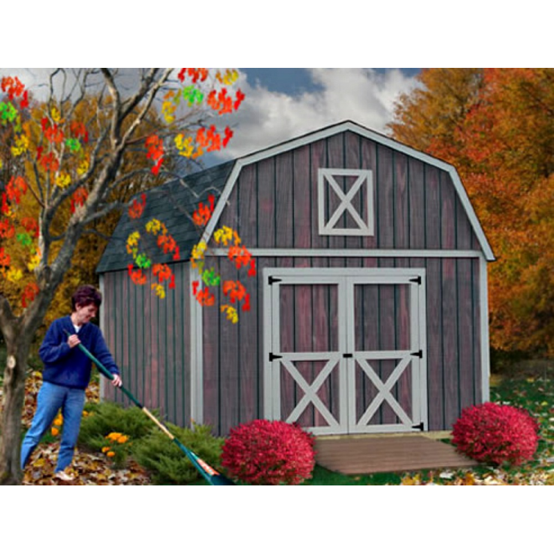 handy home sequoia 12x16 wood storage shed w/ floor 18205