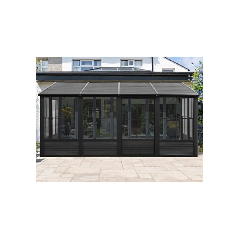 Gazebo Penguin 8x16 Wall Mounted Metal Roof Solarium - Black  (W1608MR-42)