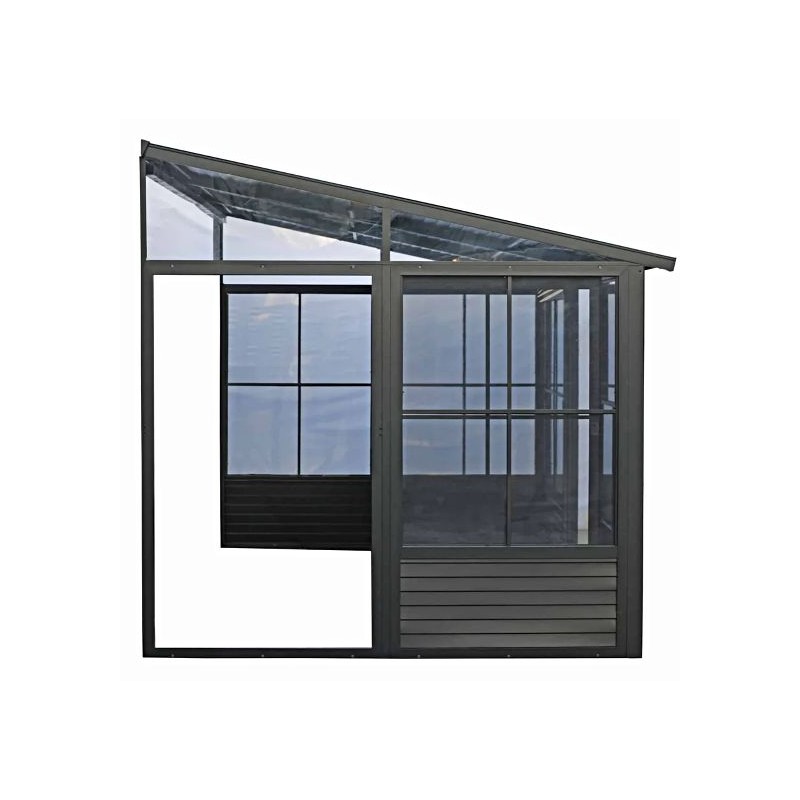 Gazebo Penguin 8x16 Wall Mounted Metal Roof Solarium - Black  (W1608MR-42)