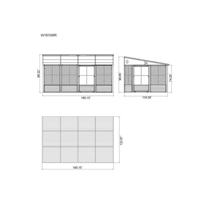 Gazebo Penguin Florence 10x16 Wall Mounted Metal Roof - Black (W1610MR-42)
