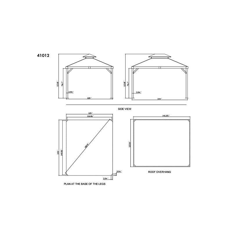 Gazebo Penguin 10x12 Yosemite Aluminum Frame Gazebo Kit  (41012MR-GP120)
