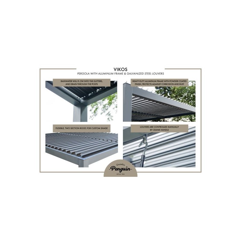 Gazebo Penguin Vikos 10x10 Aluminum Pergola (PA1010R-33)