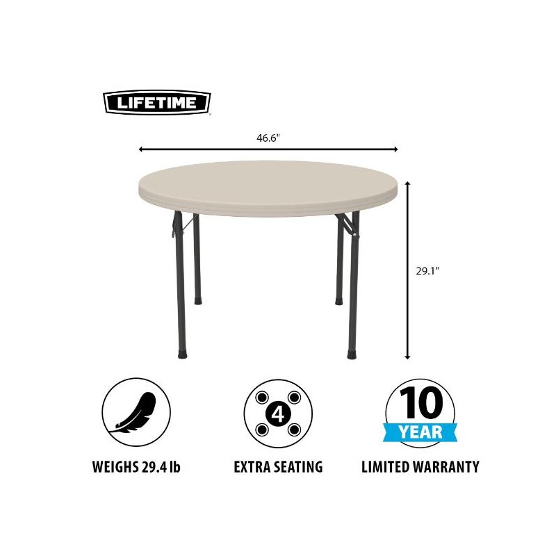 Lifetime 46 in. Commercial Round Plastic Folding Table (22968)