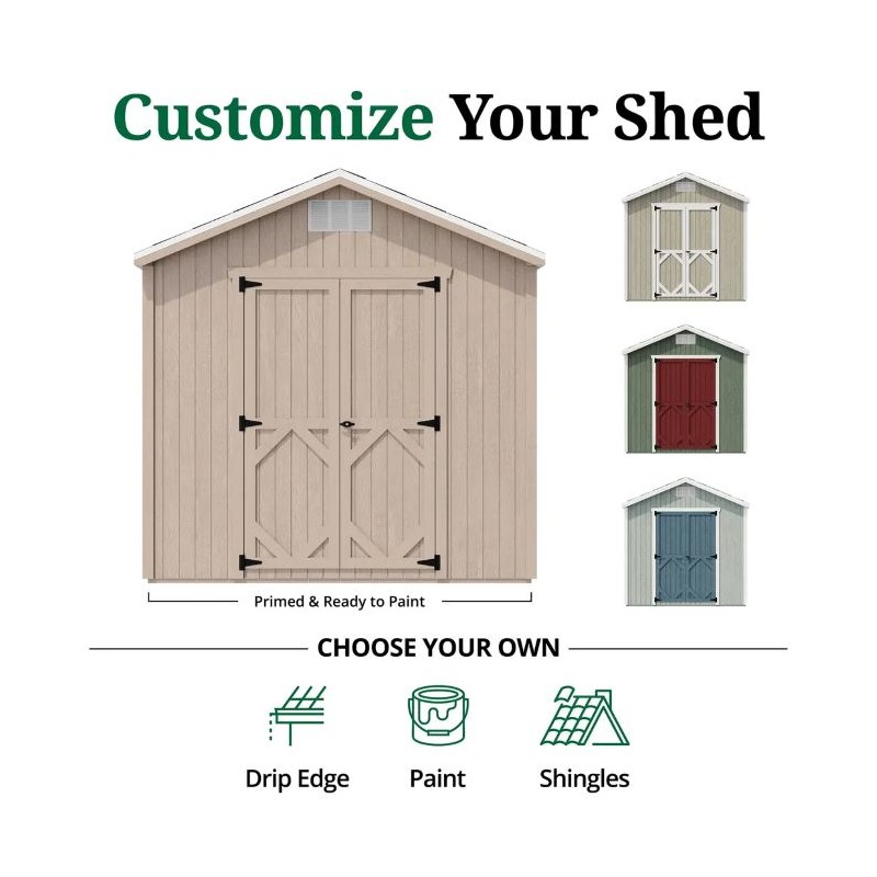 Little Cottage Co Classic Gable Wood 8x8 Storage Shed Kit (8x8 CGS-PC)